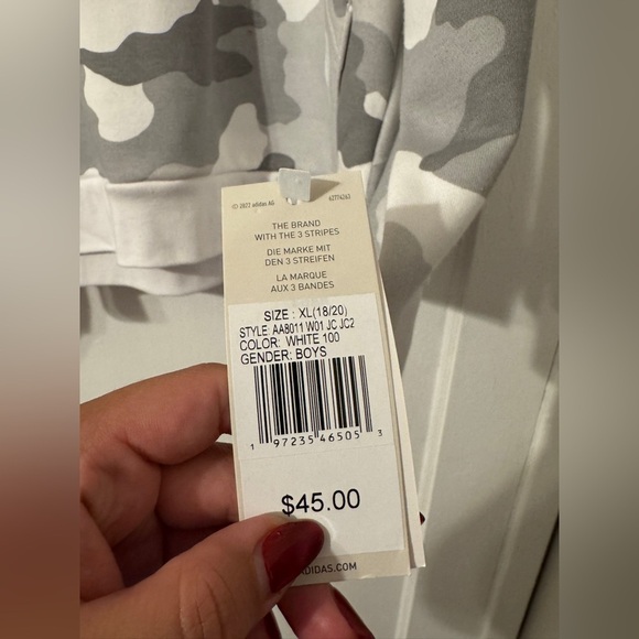 Adidas boys youth grey camo hoodie size extra large - Picture 4 of 6